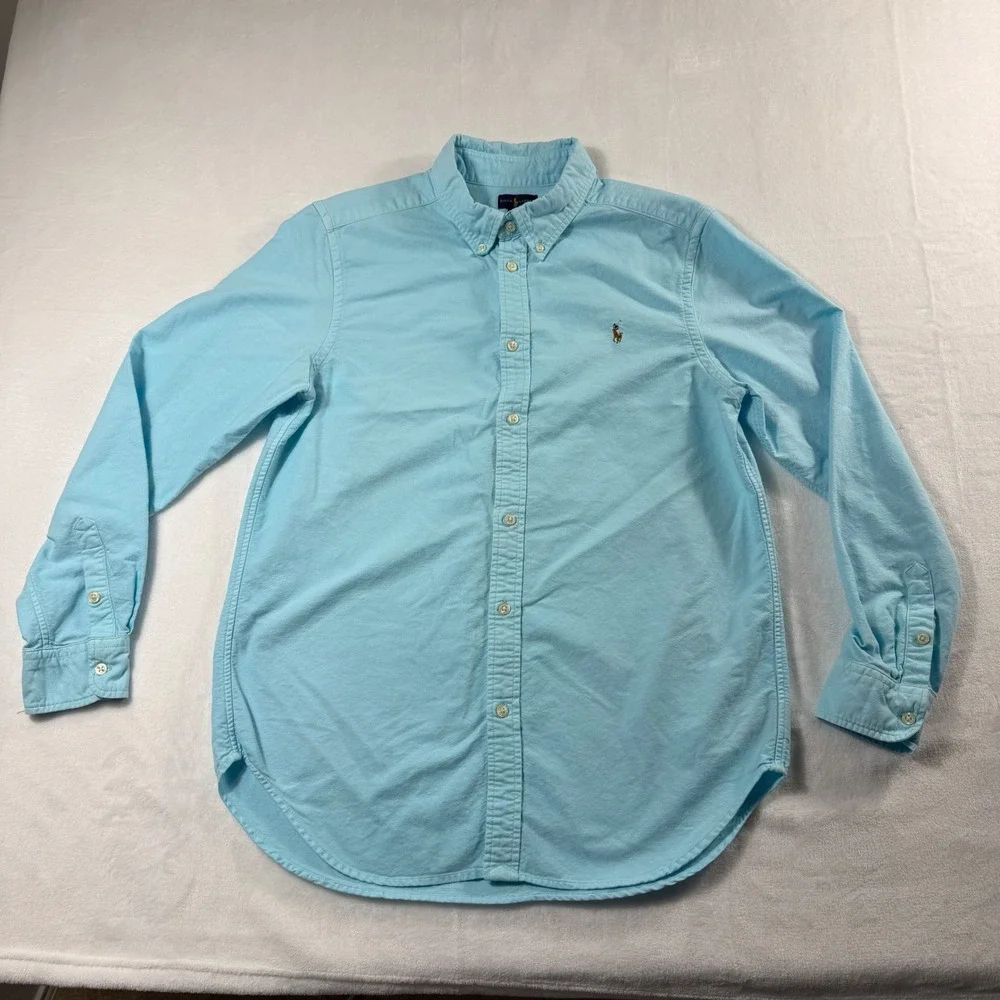 Ralph Lauren Button Down Oxford Shirt Boys 18-20 XL Light Blue Cotton Pony EUC